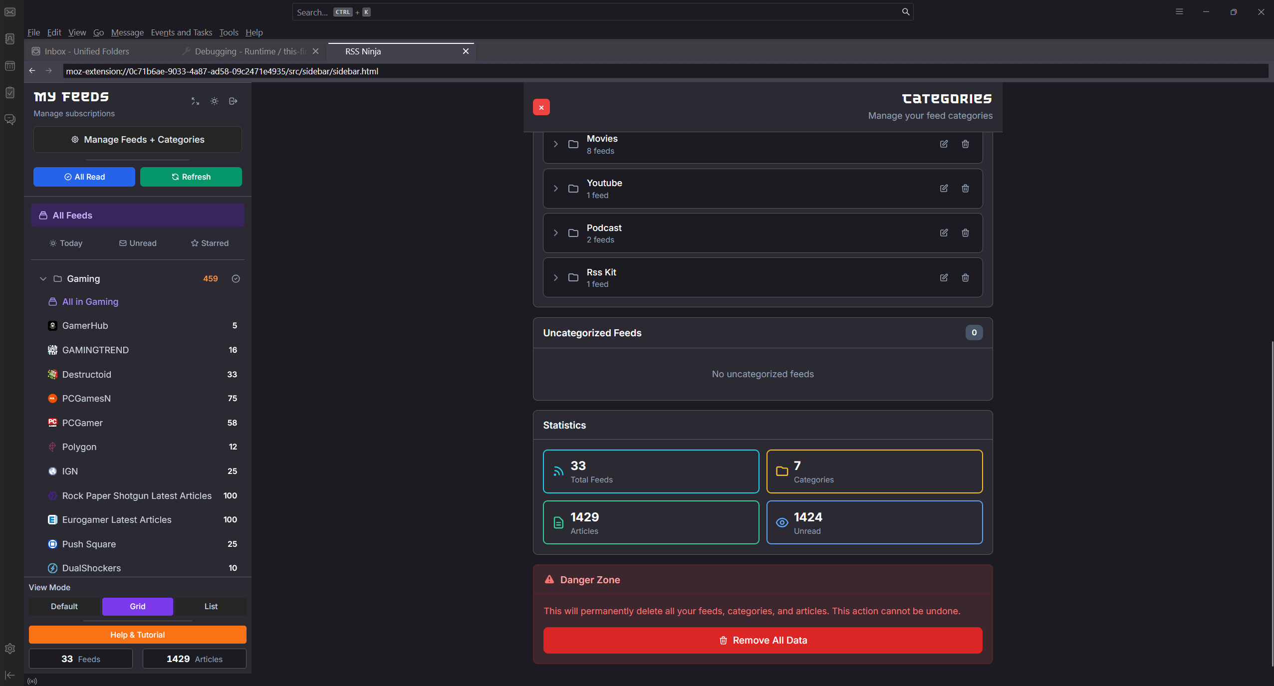 RSS Ninja Thunderbird